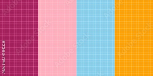 Wallpaper Mural Colorful grid pattern background with magenta, pink, blue, and orange tones. Seamless geometric square design perfect for modern, digital, or minimalistic style. Torontodigital.ca