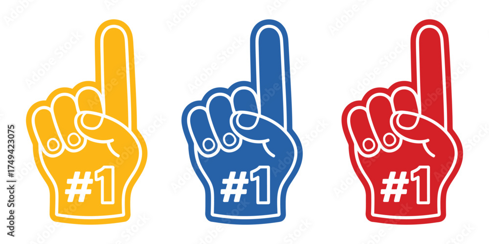 Fototapeta premium Foam Finger Number One Vector Illustration