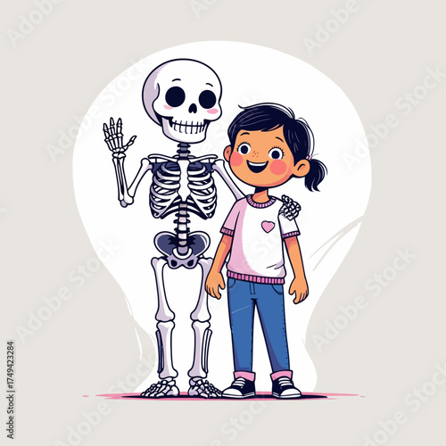vector illustration of a skull and woman