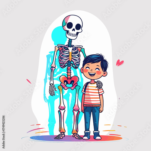 skeleton with a skull in a hand