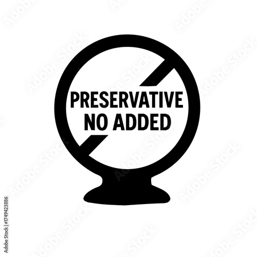 Preservative no added sign in black silhouette on white background  