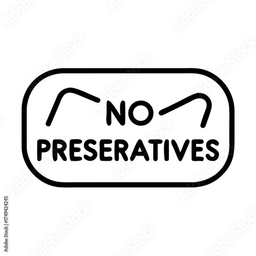 No Preservatives label in simple black and white design  