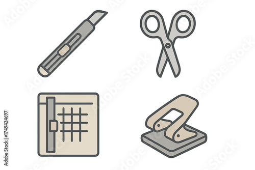 Four essential crafting and office cutting implements for precision work