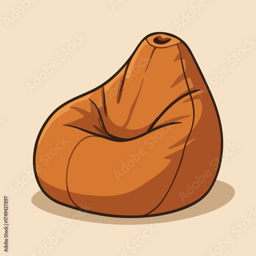 Cozy Brown Bean Bag Chair Illustration for Relaxed Home Living Space and Comfort