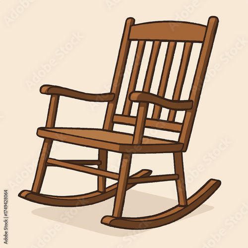 Cozy Wooden Rocking Chair Illustration for Home Decor and Rustic Living Space
