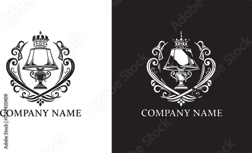 Ornate Lamp Logo with Crown and Laurel Wreath light