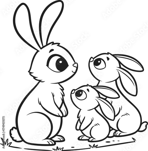 Little Bunnies Learning Life From Their Loving Mama Bunny