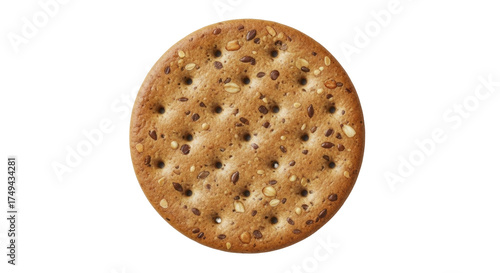 фотографія Isolated multigrain cracker with seeds, healthy snack ready to eat on simple bac