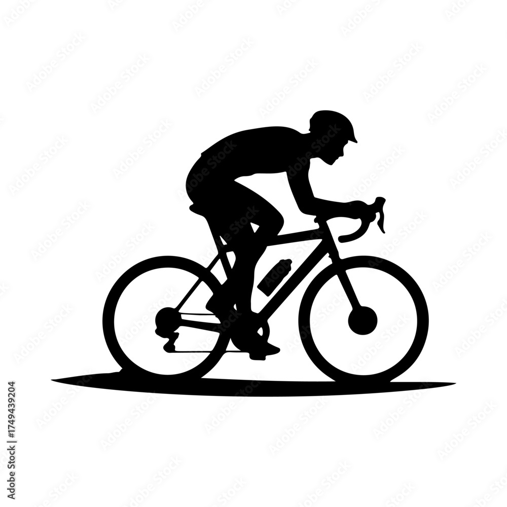 Naklejka premium Illustration of a cyclist isolated on white background. Design element for emblem, sign, poster, badge. Vector illustration