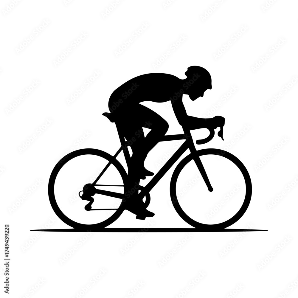Fototapeta premium Illustration of a cyclist isolated on white background. Design element for emblem, sign, poster, badge. Vector illustration