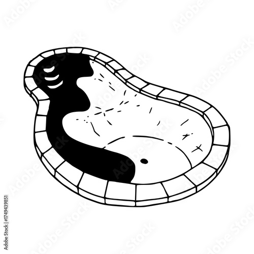 blueprint style drawing of an outdoor water pool