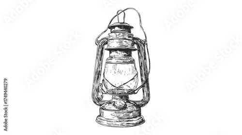 A vintage art hand drawn pencil sketch oil lanterns in different with intricate details and a classic design
