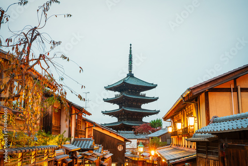 Hōkan-ji Temple (Yasaka Pagoda) at at Gion street in Kyoto. Japan