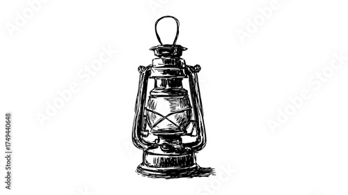 A vintage art hand drawn pencil sketch oil lanterns in different with intricate details and a classic design