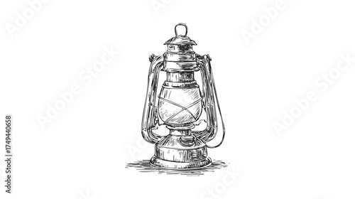 Schilderij op canvas A vintage art hand drawn pencil sketch oil lanterns in different with intricate