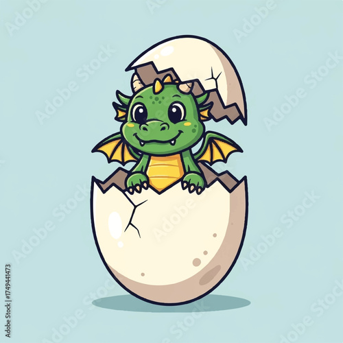 A baby dragon hatched adorably from its egg.