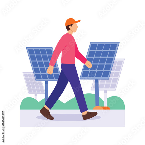Solar Farm, Large field with solar panels generating power