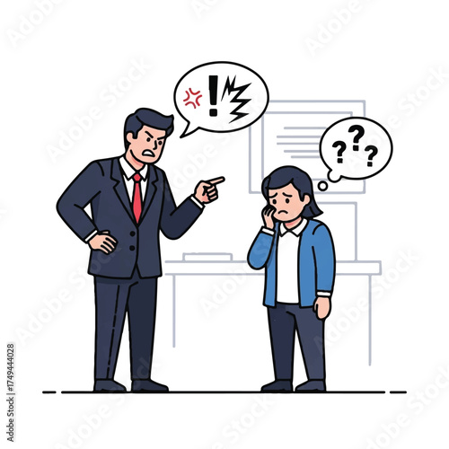 An office boss squashes an employee in frustration.