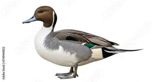 Obraz na płótnie Isolated Northern Pintail duck standing in profile with its distinctive elegant