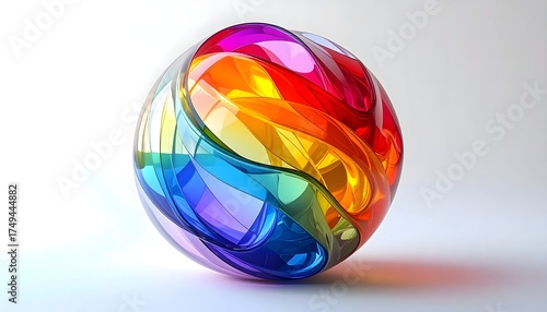 Wallpaper Mural Abstract rainbow glass sphere floating on white background high resolution photo Torontodigital.ca