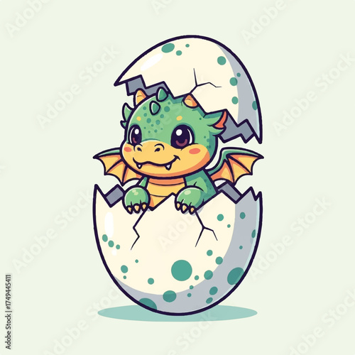 Out of the broken egg shell popped a charming baby dragon.
