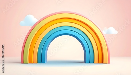 Wallpaper Mural Colorful rainbow arch design on blue background high resolution photo Torontodigital.ca