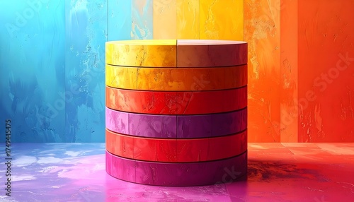 Wallpaper Mural Contemporary design of abstract cylinder in vivid rainbow tones high resolution photo Torontodigital.ca