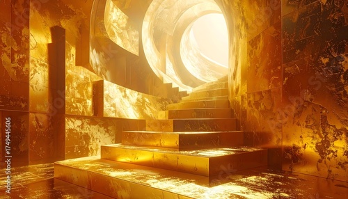 Wallpaper Mural Abstract staircase artwork with shimmering golden texture high resolution photo Torontodigital.ca