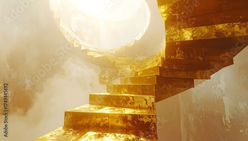 Wallpaper Mural Elegant spiral stairway in radiant gold tone high resolution photo Torontodigital.ca