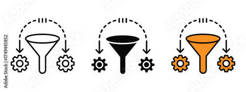 Refinement icon vector. efficient funnel process transforming input into output symbol. vector illustration.
