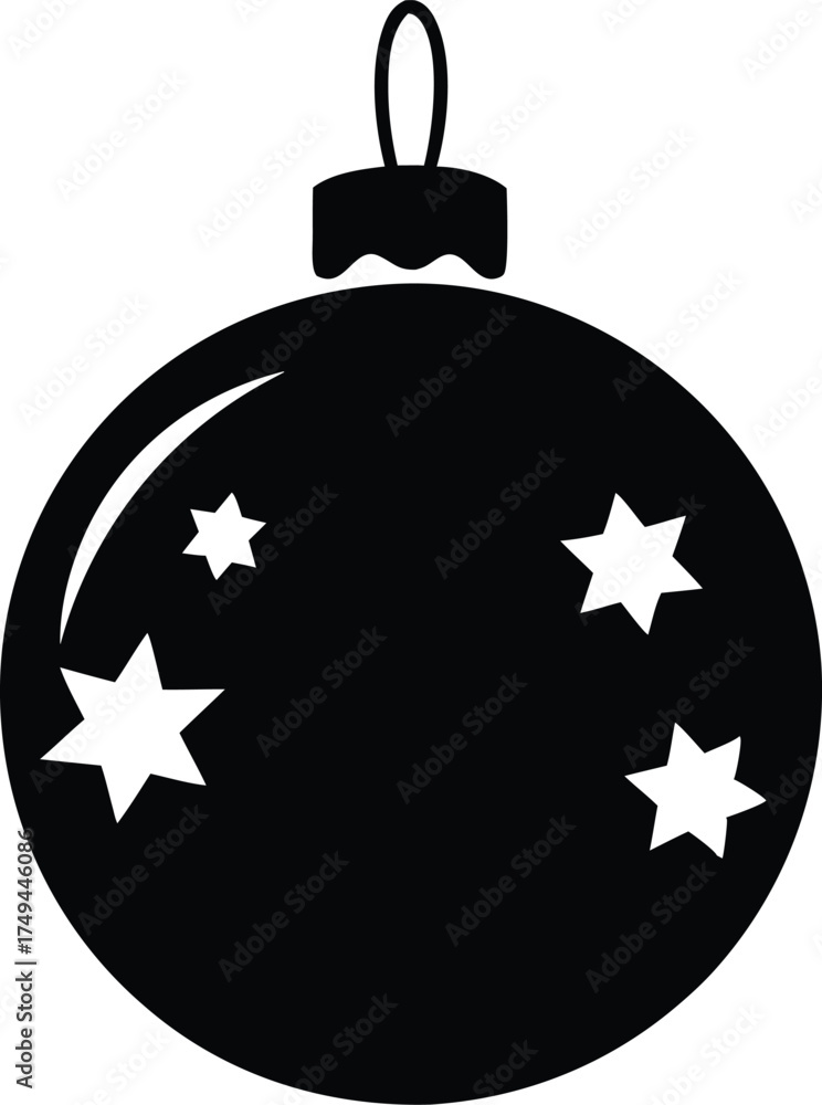 Fototapeta premium Christmas ornament silhouette line art vector illustration. Classic Holiday Decoration Vector Icon 