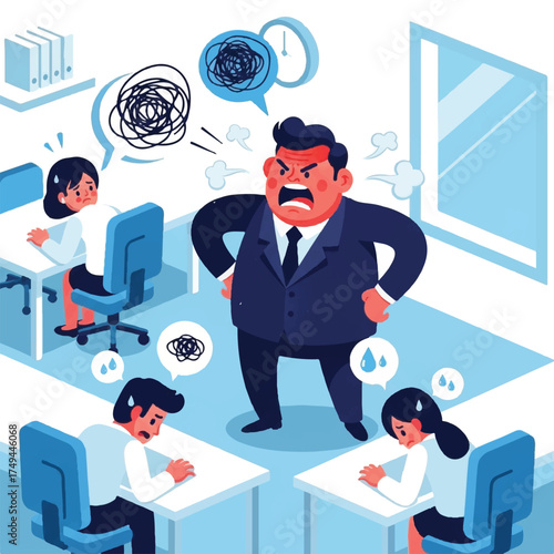 A superior is seen rebuking their subordinate.