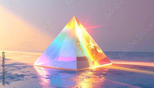 Wallpaper Mural Futuristic transparent pyramid glowing with rainbow light reflections high resolution photo Torontodigital.ca