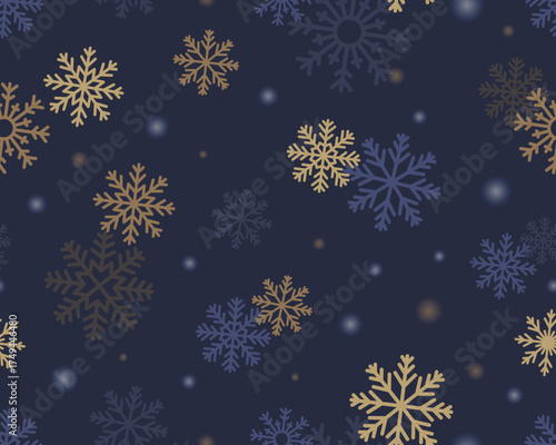 Snowflakes pattern, seamless background. Snow flakes, repeating print, endles...