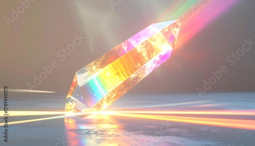 Wallpaper Mural Modern geometric crystal pyramid reflecting colorful light spectrum high resolution photo Torontodigital.ca