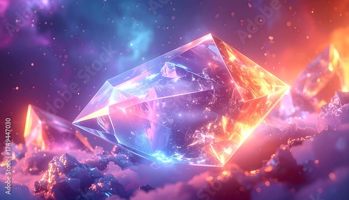 Wallpaper Mural Modern glowing gemstone artwork with vibrant neon colors high resolution photo Torontodigital.ca