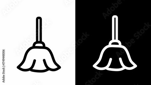 Mop Cleaning Tool Symbol Vector Icon Illustration in Black and White