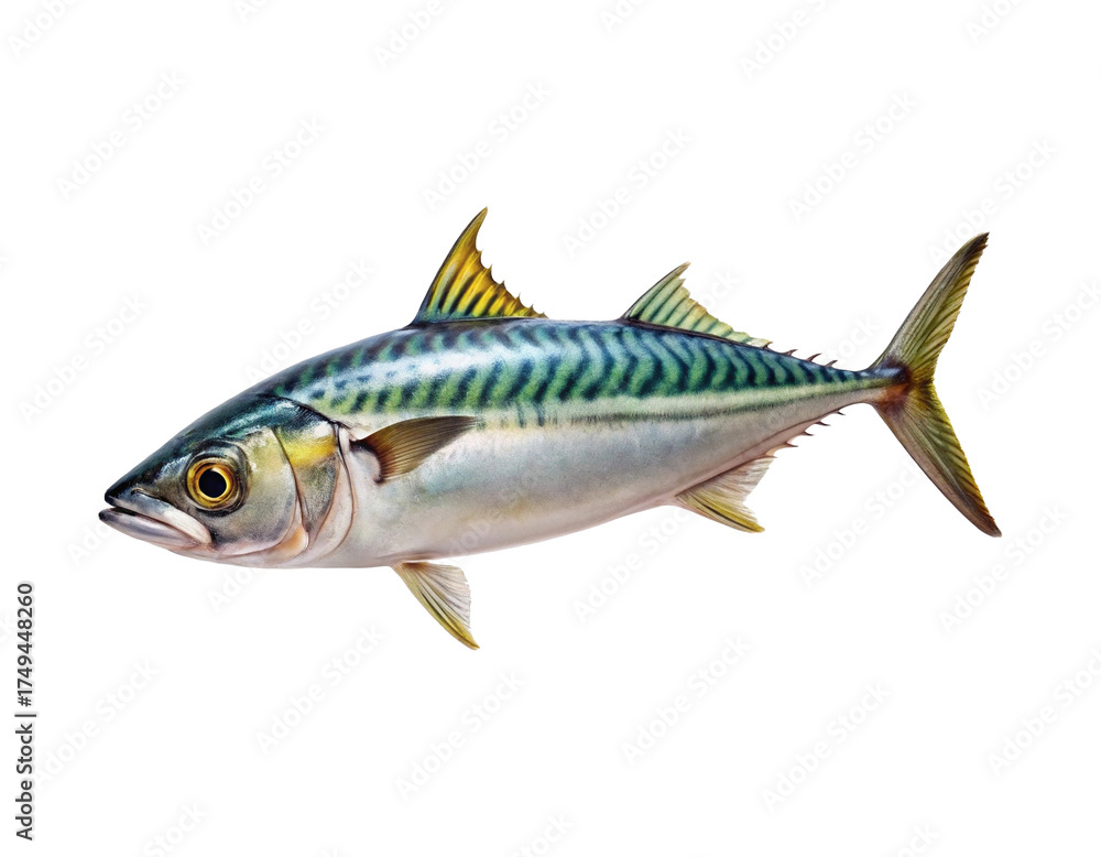 Fototapeta premium Detailed mackerel fish isolated on a neutral background photorealistic marine life specimen