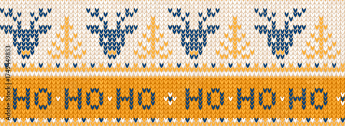 Fair Isle Knitted Pattern, Cozy Nordic Winter Texture. Scandinavian Christmas Sweater Seamless Design, White, Blue, Yellow Knit. Cozy Winter Fair Isle Background, Knitted Pattern Vector Illustration
