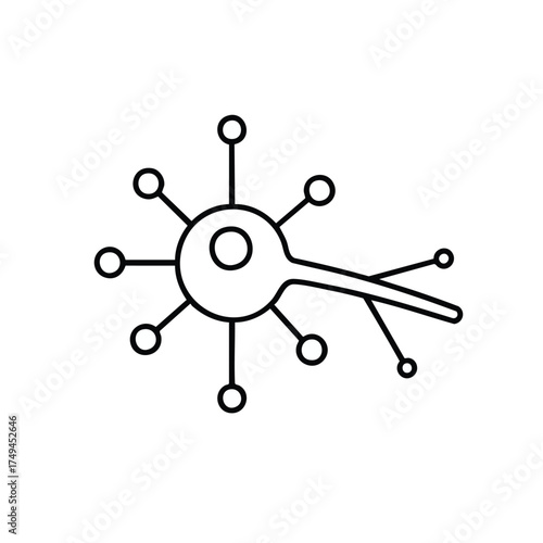Modern neuron illustration shows scientific data visualization for brain research and neurological studies, representing connectivity and complex neural networks