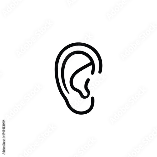 Listen up! A modern line drawing of a human ear, perfect for medical, audio, or communication projects that need simple, elegant visuals