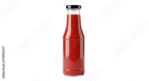 Картината върху платно Isolated glass bottle filled with red sauce, condiment or tomato ketchup or mari