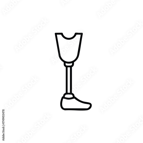 Simple line art of a leg prosthesis offering mobility and independence for a fulfilling life, perfect for healthcare and medical concepts