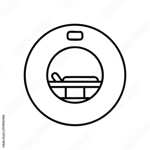 Minimalist MRI scanner outline promises cutting-edge medical technology and diagnostic accuracy for healthcare providers and innovative hospitals now