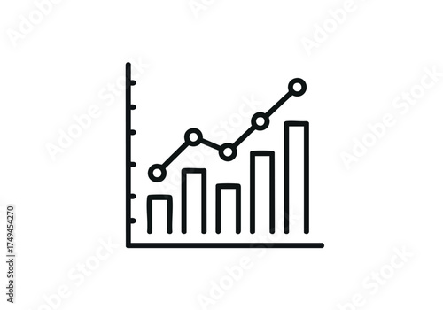 Dynamic graph chart showcasing business growth and upward trends, ideal for presentations or financial reports highlighting positive outcomes