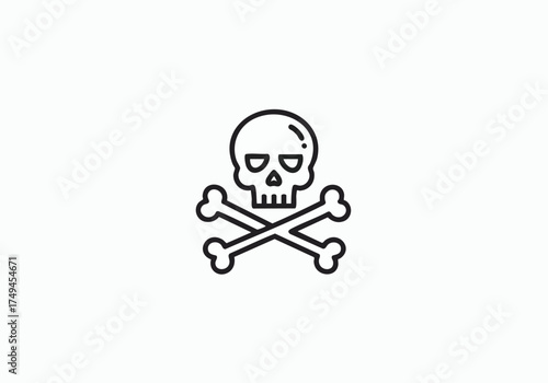 Bold skull and crossbones icon conveys danger and warning, perfect for Halloween or edgy designs, adding a touch of rebellious spirit to any project