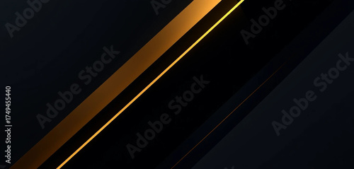 Luxury dark abstract background with sleek golden diagonal highlights and soft layered geometry. Premium 3D modern texture for high-end visuals. 