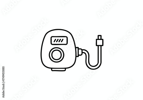 Minimalist outline of a nebulizer machine, perfect for healthcare design, clean line art for medical concepts, and simple illustrations for wellness projects