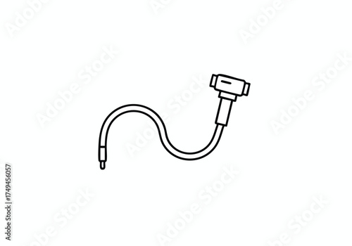 Sleek black and white cable design, a minimalist illustration for technical schematics or product manuals needing a clean, modern touch