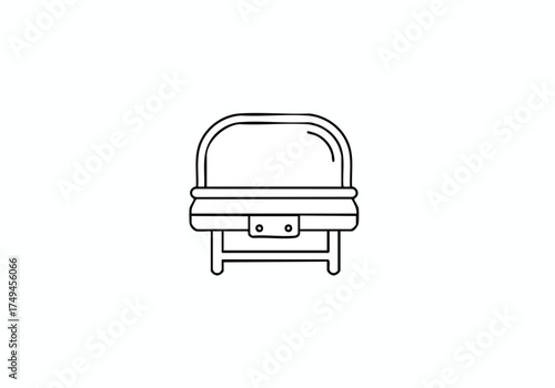 Elegant chafing dish line art for upscale catering concepts and buffet design projects, perfect for minimalist menus and restaurant branding visuals